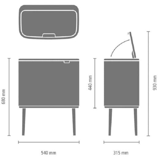 BO פח טאץ 36 ליטר, שחור מט Brabantia