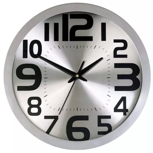 שעון קיר כסוף מסגרת מתכת מק"ט: 2112 מסגרת מתכת קוטר 36 ס"מ