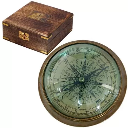 מצפן עדשה ענק LENS COMPASS מק"ט: 3620 במארז עץ 12 ס"מ