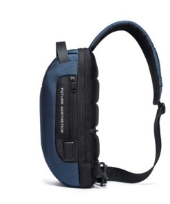 תיק צד נגד גניבות עמיד במים עם נעילה TSA וכבל USB מובנה לטעינה ניידים יוניסקס צבע כחול מבית המותג BANGE