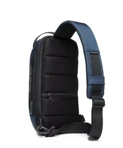 תיק צד נגד גניבות עמיד במים עם נעילה TSA וכבל USB מובנה לטעינה ניידים יוניסקס צבע כחול מבית המותג BANGE