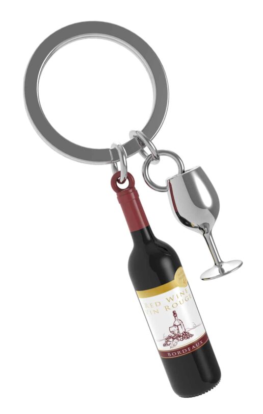 מחזיק מפתחות יין בורדו וכוס
