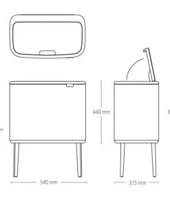 BO טאץ פח הפרדה 11+23 ליטר שחור מט Brabantia