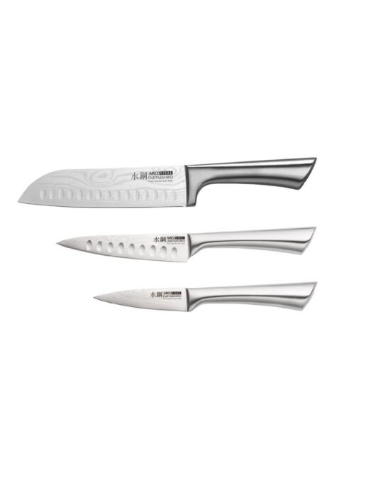 דמשירו סט 3 סכינים למטבח ARCOSTEEL סנטוקו 17 ס”מ שירות 12 ס”מ קילוף 9 ס”מ
