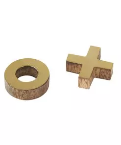 משחק איקס עיגול XO עם כלים מנחושת במארז עץ מפואר