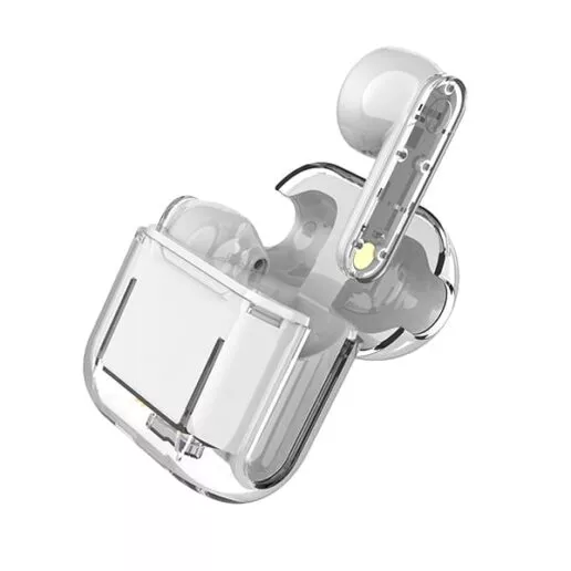 "מיקרון" אוזניות BlueTooth Super Mini שקופות עם תאורת לד