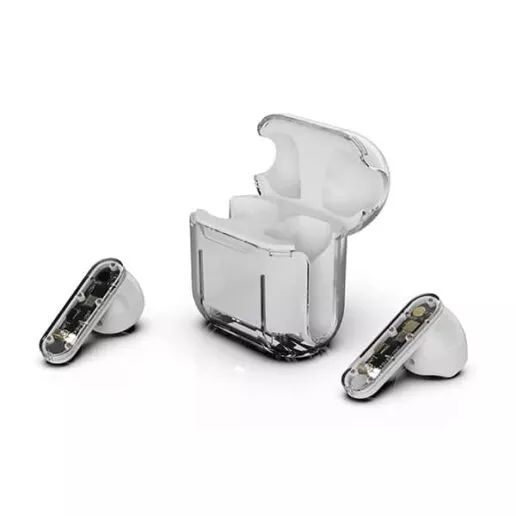 "מיקרון" אוזניות BlueTooth Super Mini שקופות עם תאורת לד
