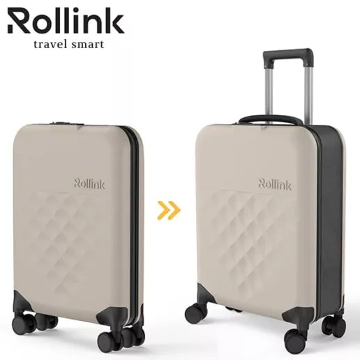 FLEX-360 המזוודה המתקפלת הדקה ביותר בעולם עליה למטוס 21'' של מותג המזוודות החכמות Rollink