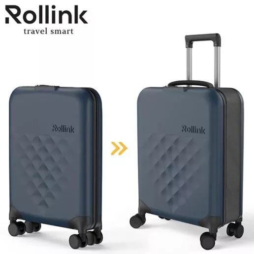 FLEX-360 המזוודה המתקפלת הדקה ביותר בעולם עליה למטוס 21'' של מותג המזוודות החכמות Rollink