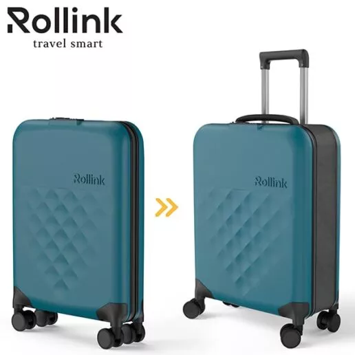 FLEX-360 המזוודה המתקפלת הדקה ביותר בעולם עליה למטוס 21'' של מותג המזוודות החכמות Rollink