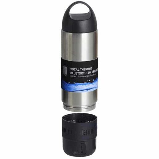 רמקול Bluetooth 3W משולב עם בקבוק תרמי נירוסטה 380 מ"ל מבית H2O-Pro
