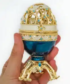 ביצת פברז'ה כחולה מוזהבת עם פיל מוזהב Golden Blue Faberge Egg with a Golden Elephant - קופסת תכשיטים Keren Kopal