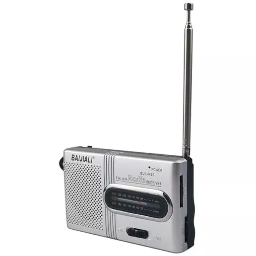 רדיו טרנזיסטור AM/FM R21 אנלוגי מופעל ע"י שתי סוללות AA
