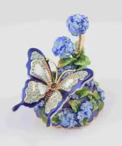 פרפר כחול על פרחים Blue Butterfly on Flowers- קופסת תכשיטים Keren Kopal
