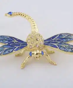 שפירית כחולה מוזהבת Golden Blue Dragonfly - קופסת תכשיטים Keren Kopal