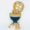 ביצת פברז'ה כחולה מוזהבת עם פיל מוזהב Golden Blue Faberge Egg with a Golden Elephant - קופסת תכשיטים Keren Kopal