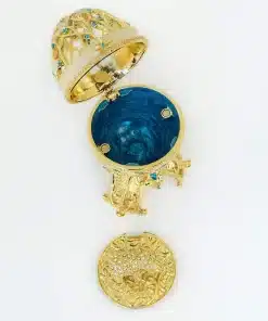 ביצת פברז'ה כחולה מוזהבת עם פיל מוזהב Golden Blue Faberge Egg with a Golden Elephant - קופסת תכשיטים Keren Kopal