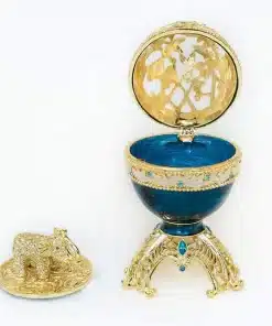 ביצת פברז'ה כחולה מוזהבת עם פיל מוזהב Golden Blue Faberge Egg with a Golden Elephant - קופסת תכשיטים Keren Kopal