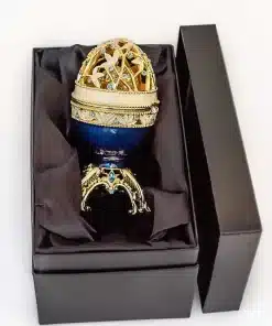 ביצת פברז'ה כחולה מוזהבת עם פיל מוזהב Golden Blue Faberge Egg with a Golden Elephant - קופסת תכשיטים Keren Kopal