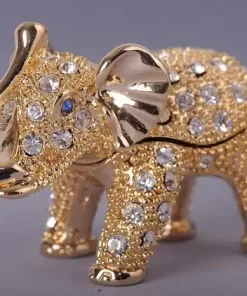 פיל מוזהב עם קריסטלים Golden Elephant with crystals - קופסת תכשיטים Keren Kopal