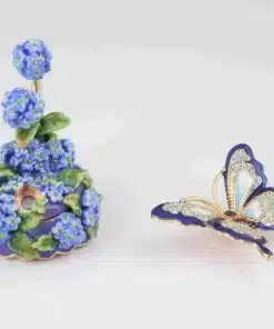 פרפר כחול על פרחים Blue Butterfly on Flowers- קופסת תכשיטים Keren Kopal