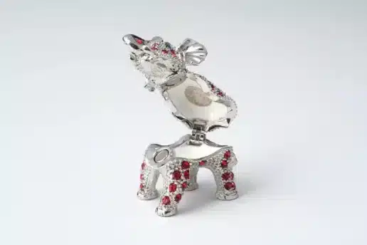 פיל כסף ואדום Silver & Red Elephant - קופסת תכשיטים Keren Kopal