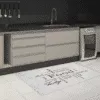 שטיח ויניל דגם FOOD לבן