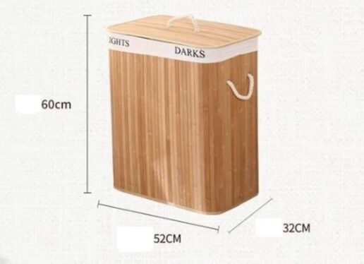 סל כביסה מחולק ל2 עשוי עץ במבוק