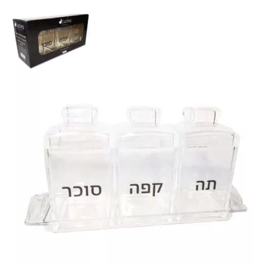 תה קפה סוכר עם מגש אקריליק