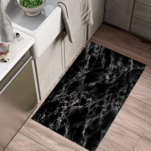 שטיח ויניל דגם שייש שחור קלאסי