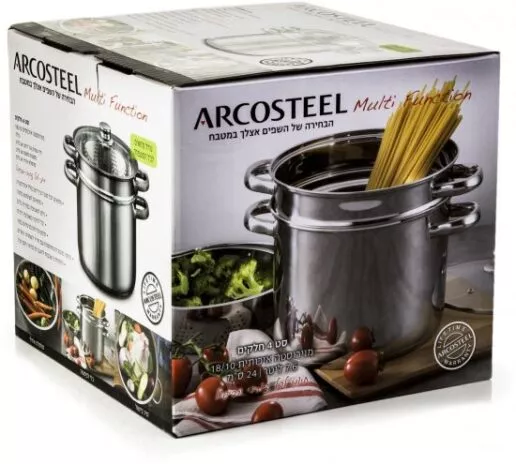 סיר פסטה 4 חלקים 24 ס''מ 7.6 ליטר מבית ARCOSTEEL