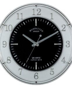 שעון קיר סקין עגול אלגנט - מסגרת כסופה ולוח שחור